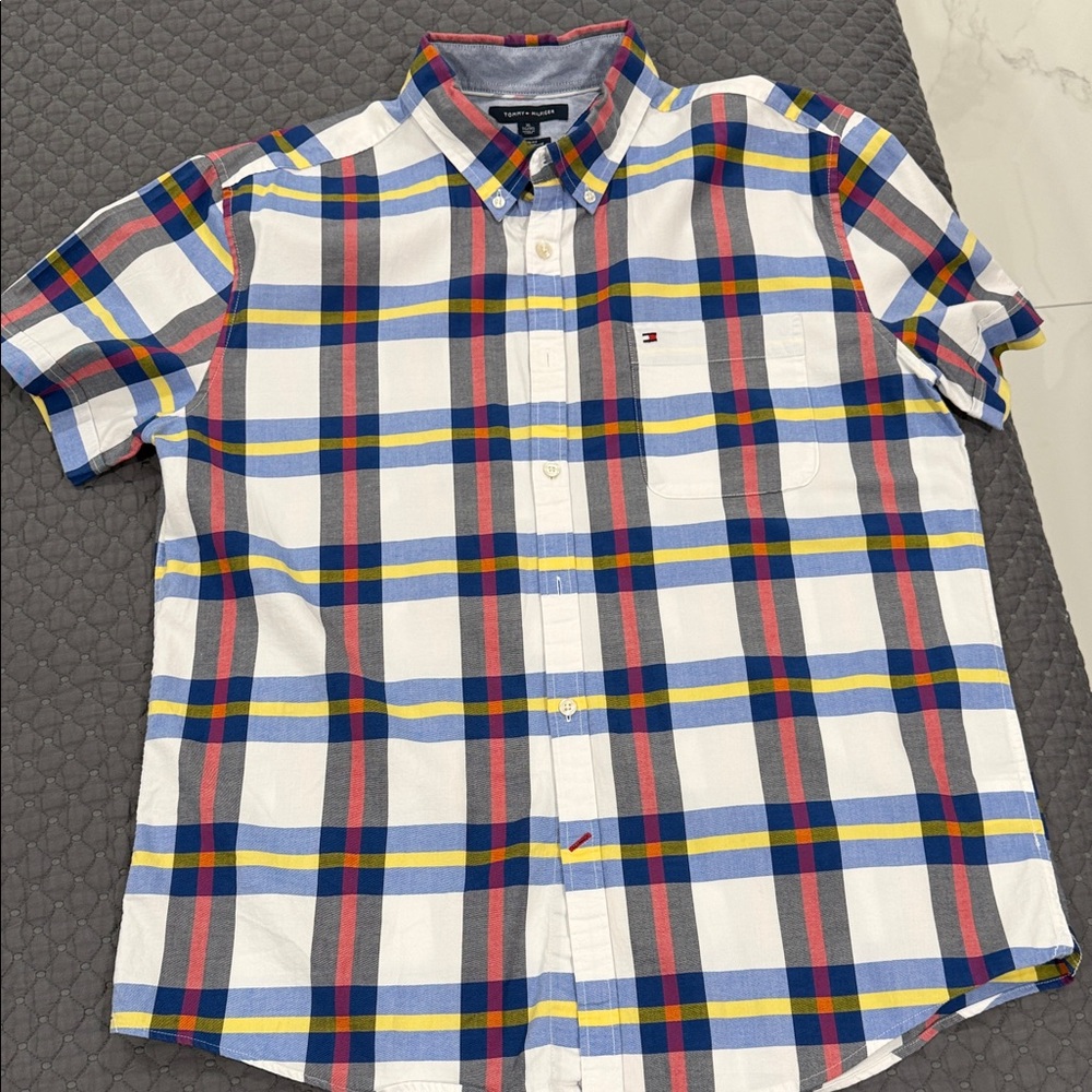 Tommy Hilfiger Men's Blue Red Yellow Plaid Shirt